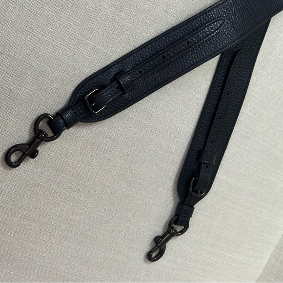 Coach Thick Pebbled Leather Guitar Strap Black Gunmetal Copper - Picture 8 of 11